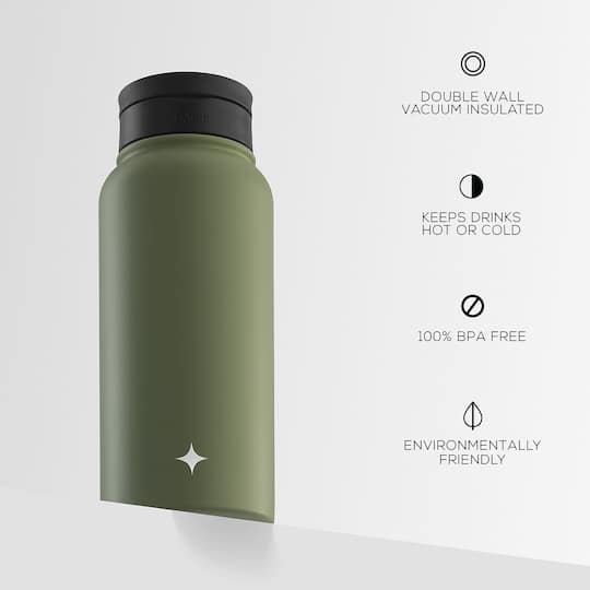 JoyJolt® 32oz. Vacuum Insulated Water Bottle With Flip Lid & Sport Straw Lid